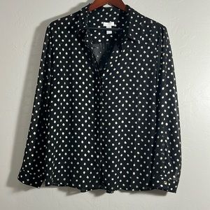 Chico's Black Button-Down Shirt with Cream Dot Print